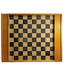 Antique wooden game board - chess and checkers set with pieces