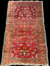 Old Turkish tribal rug tapis turc teppich red rouge 127 x 74 cm