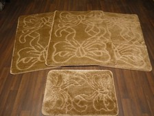 SET DE 4 TAPIS GITANS LAVABLES ROMAINS BEST AROUND ANTIDÉRAPANT GEL DOS BEIGE/BISCUIT