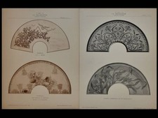 EVENTAILS ART NOUVEAU, FLEURS - 2 PLANCHES 1899/1902 - MARTHE BATUT