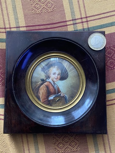 Portrait miniature ancien - portrait,