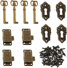 4 Serrures Antiques pour Tiroir/Placard - Clé Vintage, Alliage Zinc, Rétro