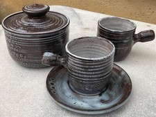 ROGER COLLET, Tasses et sucrier ,Vallauris ,1970