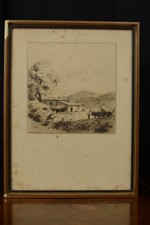 Belle Gravure Pays Basque Raoul Serres Paysant Attelage Boeufs ARRUE FLOUTIER