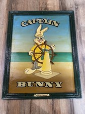 Rare ancien vintage cadre bois Looney Tunes Captain Bunny