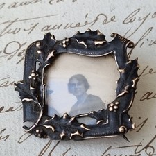 Broche Ancienne Porte Photo 1900 Bébé Métal Argenté Antique French Brooch