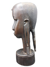 Ancien 🪓 buste africain 🪓 en bois d'ébène 🪓 poids: 640 gr sculpté à la main