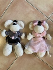 Rare ! Lot 2 peluches vintage couple de mariés Diddlina et Diddl  33 cm bon état