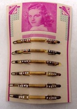 Lot 6 peignes anciens - Barettes à cheveux en celluloid sur plaquette 1930-40's