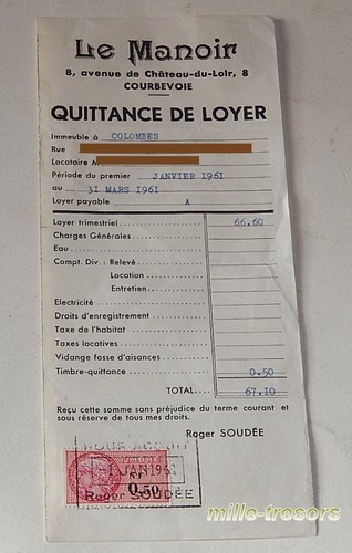 Quittance loyer 1er - quittance, du