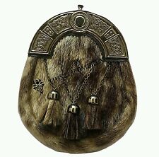 Neuf Kilt Sporran Costume Complet Habillé Peau de Phoque Cantle Celtique Antique