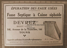 FOSSE SEPTIQUE CAISSE SIPHOIDE DEVREZ TOURS  publicité 1932