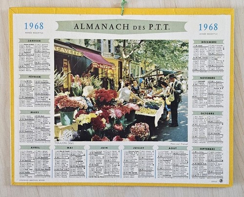Almanach calendrier ptt 1968 - calendrier,