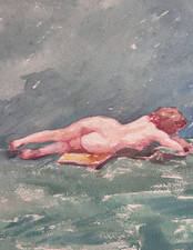 Ancienne Aquarelle Portrait de