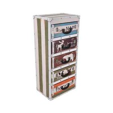 Commode Style Vintage Meuble À 5 Tiroirs Colorés Avec Poignées De Décoration Sty