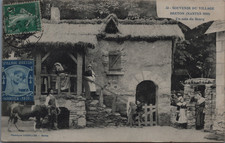 Zoo humain, le village breton, vieille maison et vache, 1910, Nantes  Carte post