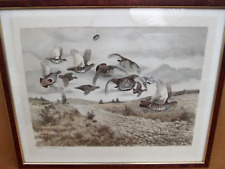Francis Berille Lithographie Chasse Perdrix Couleurs Numeroté 85/99 Daté 1982
