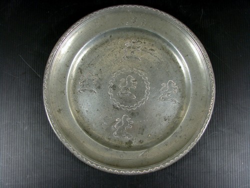 Plat etain xviii décor - etain, xviii°