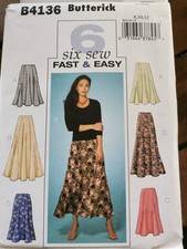??✂4136 PATRON BUTTERICK  6 CREATIONS JUPE EVASEE  36 AU 40