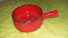 ANCIEN POELON A FONDUE SAUTEUSE POELE CERAMIQUE ROUGE VINTAGE DESIGN DECORATION