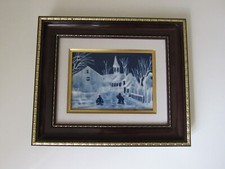 Signé Marcel Chaufriasse LIMOGES  - Tableau Porcelaine d'Art  - paysage de neige