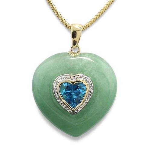 Pendentif cœur pierre jade - cœur,