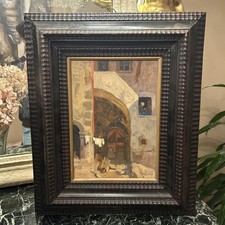 Huile Sur Panneau Ecole Orientaliste Ancienne Signée