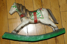 cheval à bascule en papier mâché pour poupée ancienne