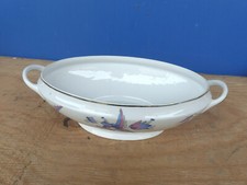 Ancien plat creux de service table soupière porcelaine de Limoges ULIM Art Déco