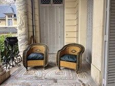 2 fauteuils vintage en osier