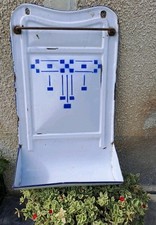 ANCIEN PORTE LOUCHE SUPERBE EN TÔLE EMAILLEE EPAISSE Blanc Bleu