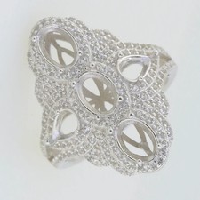 14K or Blanc Sur Semi Mount Bague Établir Ovale 7x5 Poire 6x4m Multiples Diamant