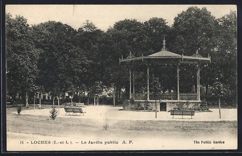 Cpa loches jardin - jardin, public
