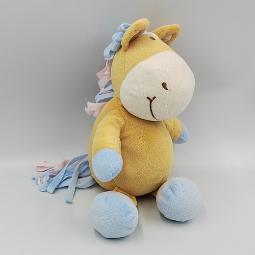 Doudou cheval beige bleu rose
