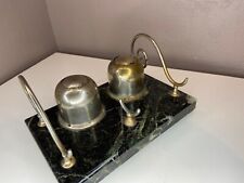 Encrier Ancien A Clapet Et Socle Marbre Art Déco