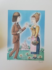 RAYMOND PEYNET LITHOGRAPHIE ORIGINALE SIGNEE AU CRAYON L'HEURE DU GOUTER