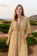 Kimono Long En Soie Pure Blanc