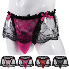 Sexy Men's Thongs En Dentelle Bow Panties Bikini G-String T-Back Lingerie /