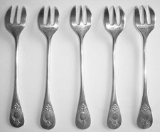 5 Fourchettes à Huître Métal Argenté Anglais Début 20ème M&CO + Poinçon