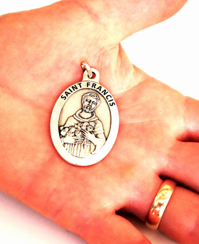 Francis silver tone medal - st,