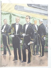 MAURICE TOUSSAINT Marine Tenues Soirée Planche Gravure Militaire Uniforme Armée
