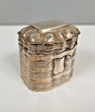 PILULIER Boite ARGENT MASSIF Couvercle blason Poincon Lion Frise Floral E34