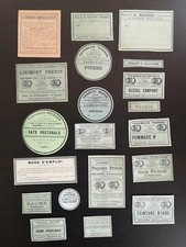 Ancien Vintage 20 Étiquettes Différentes Apothicaire Pharmacie Médecine Neuf L.4
