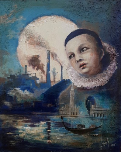 Tableau 1976 pierrot paysage - tableau,