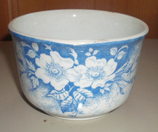 Ancien bol à barbe à raser décor floral bleu