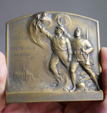 Médaille La Lorraine hommage aux Etats-Unis 1918 FINOT Monument Flirey MILITARIA