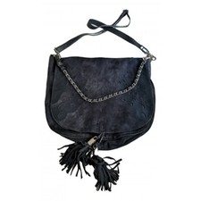 Sac besace bandoulière IKKS cuir velours bleu marine