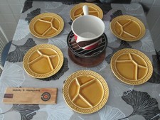 Service à fondue LE CREUSET en fonte émaillée  ,vintage caquelon, poêlon Vintage