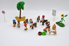 RARE Playmobil -  7 poneys + 5 enfants + arbuste + tournesol