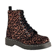 T.U.K. T2177 TUK Anarchique Bottes À 7 Yeux Imprimé Léopard Avec Zip